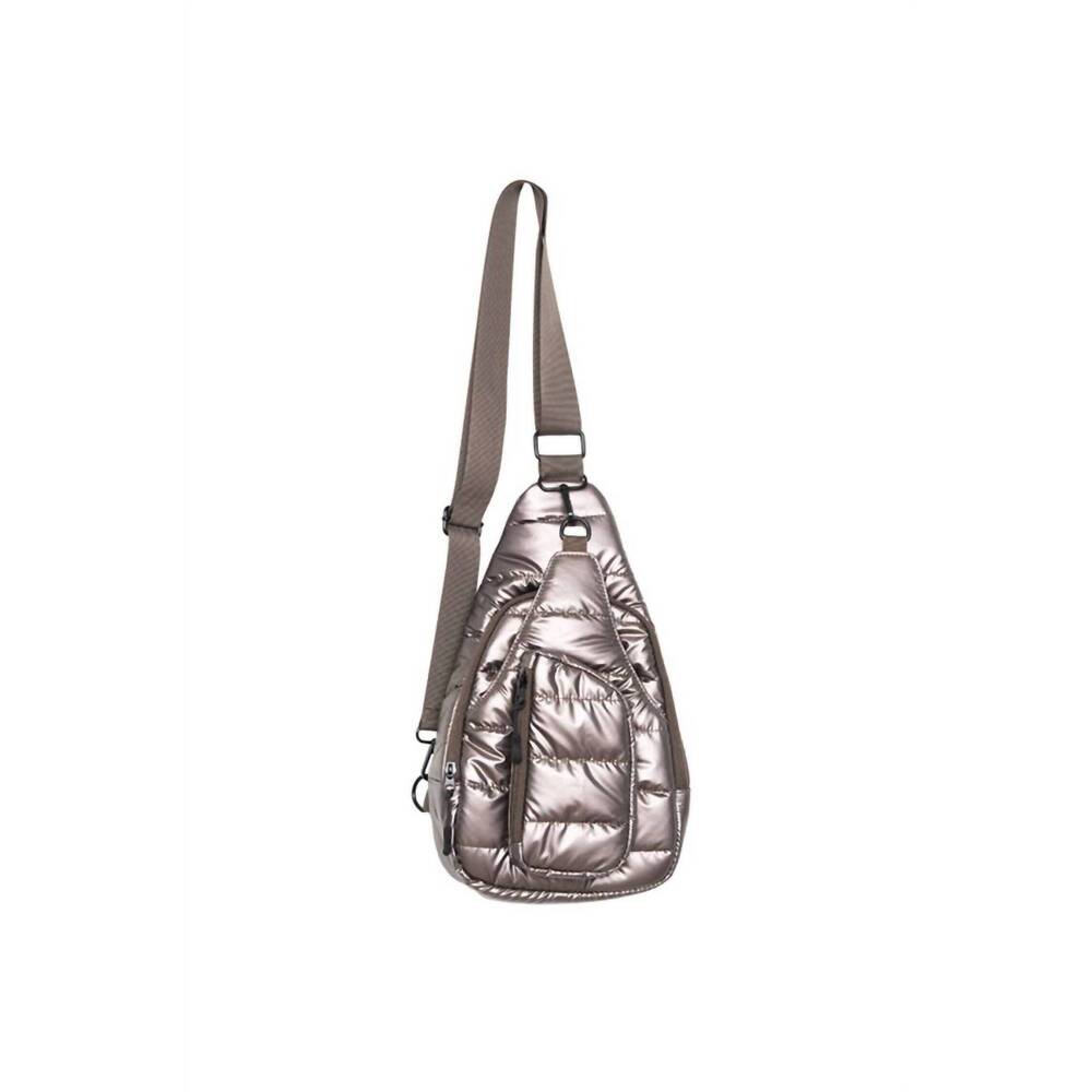NEW KATYDID women's metallic crossbody sling bag in bronze
